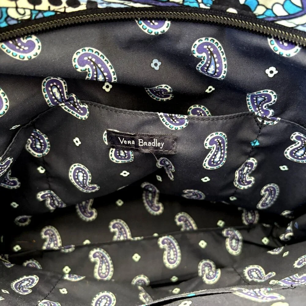 Vera Bradley Deep Night Paisley Iconic Small Vera Quilted Tote Bag‎